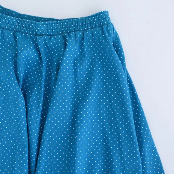 Vintage Malco Modes "Partners Please!" Blue Polka Dot Flowy Midi Skirt M - Picture 9 of 12